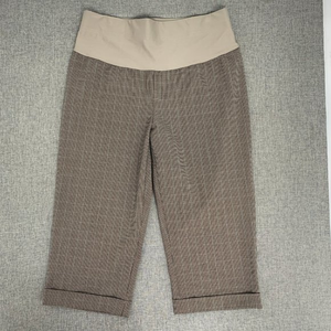 DUO Maternity Plaid Cropped Dressy Pants Medium Stretch Black Tan